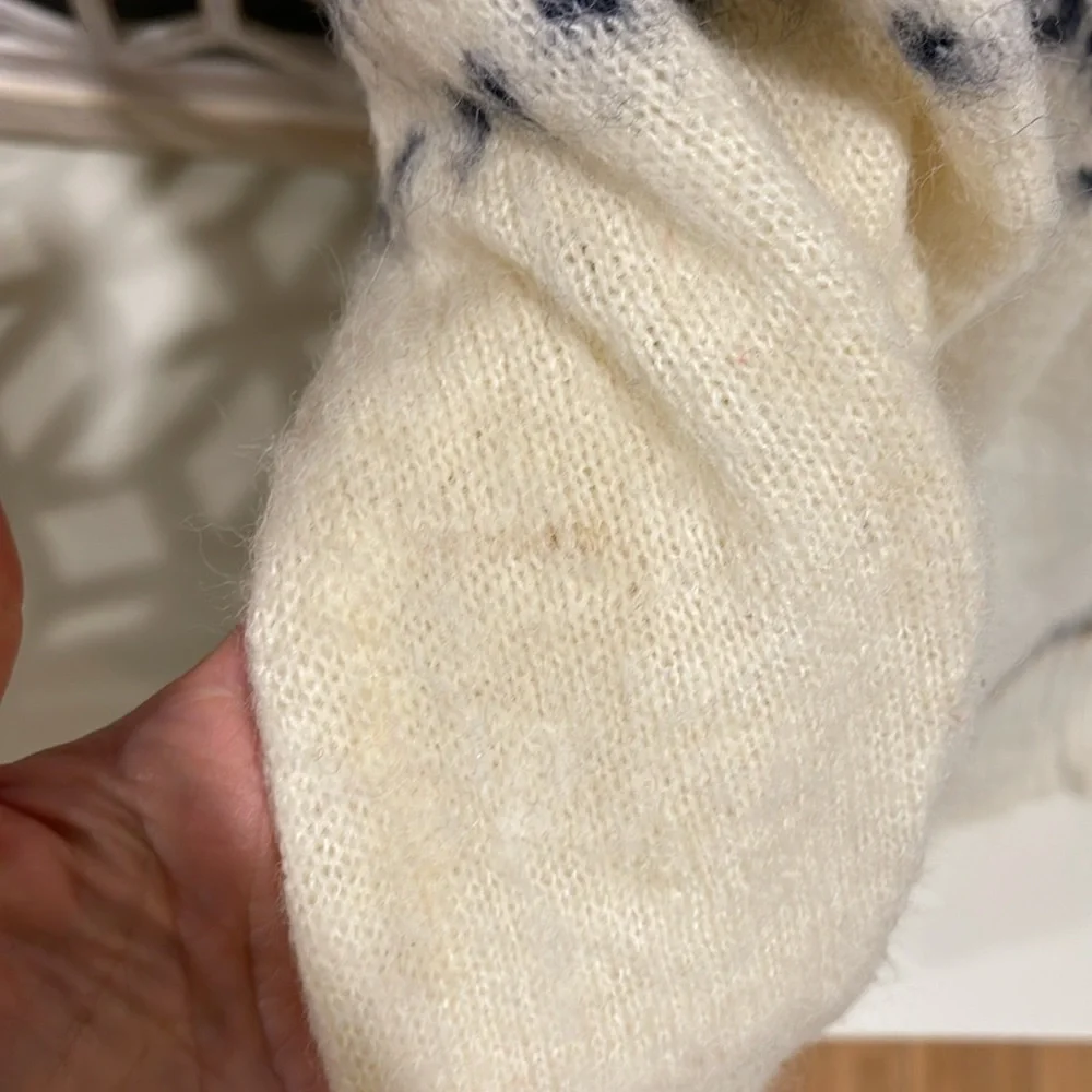 J Crew Fair Isle Yoke Puff Sleeve Sweater Women's M Cream Wool Alpaca Casual ✨